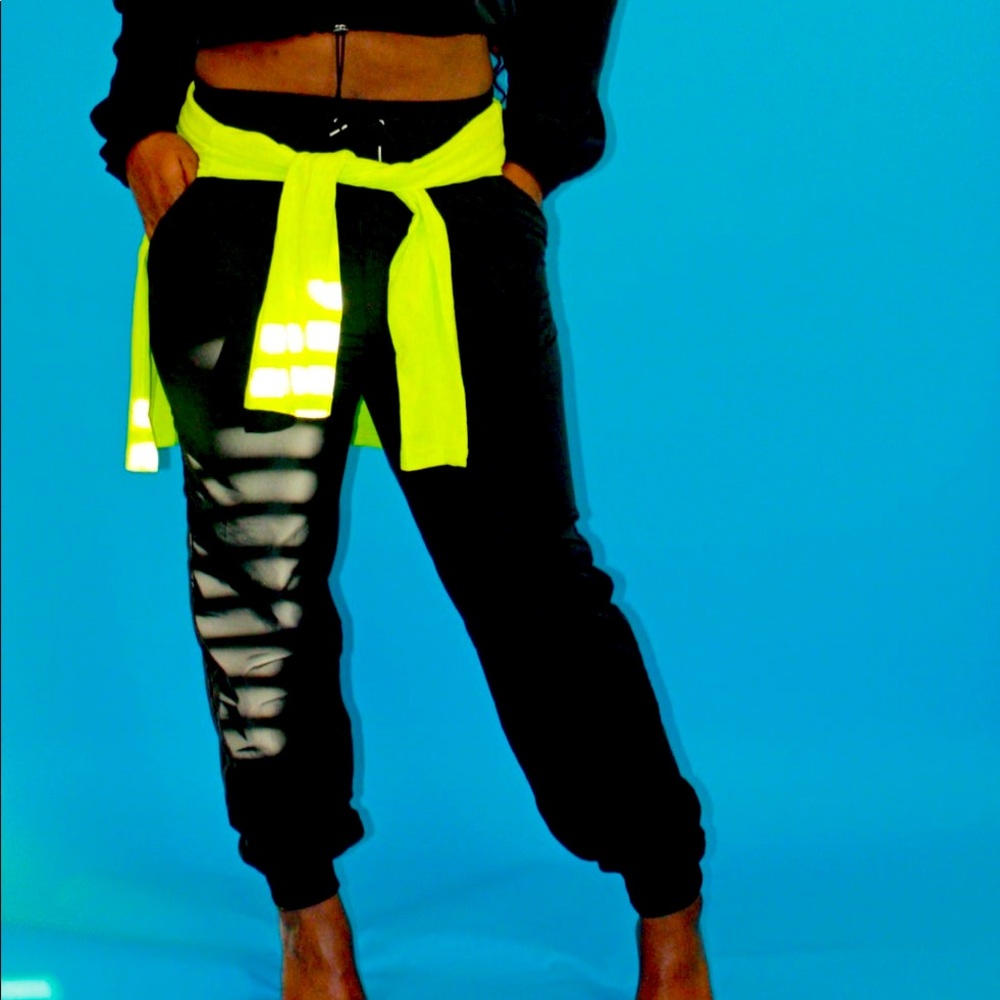 Black windbreaker joggers